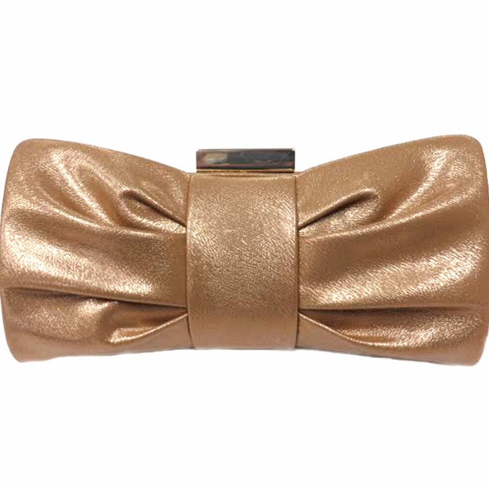 Textured Bronze Metallic Bow Clutch,NWT - Picture 1 of 4